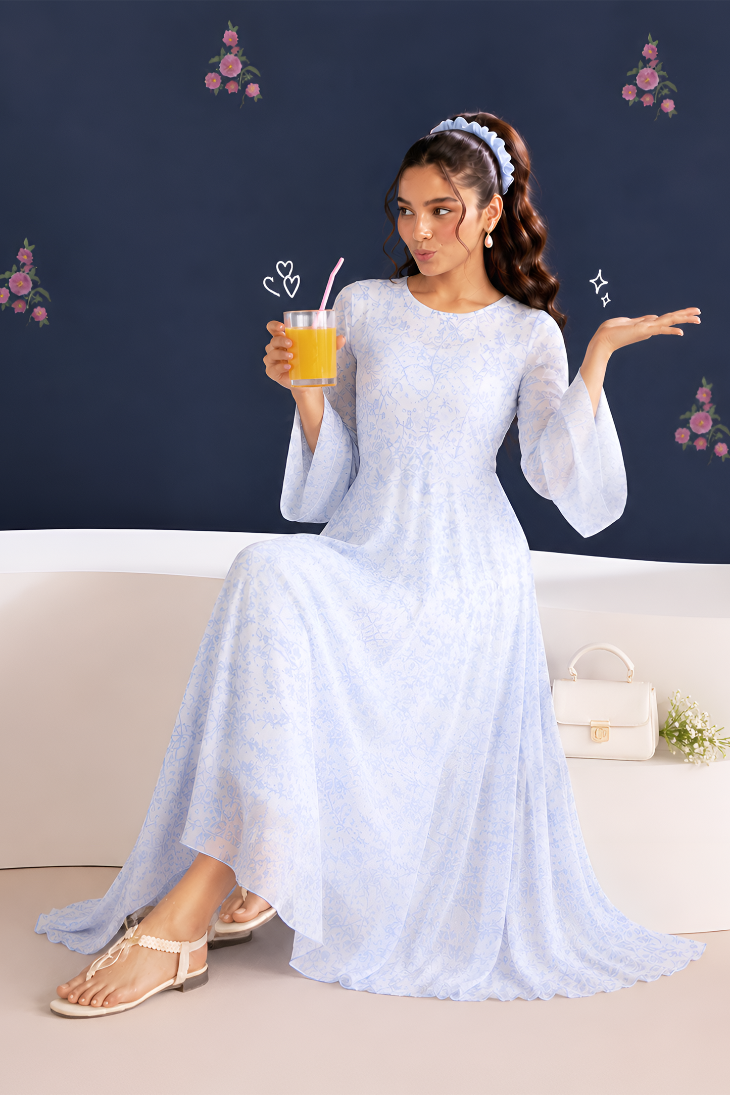 Silk and Saffron Audra Floral Long Dress