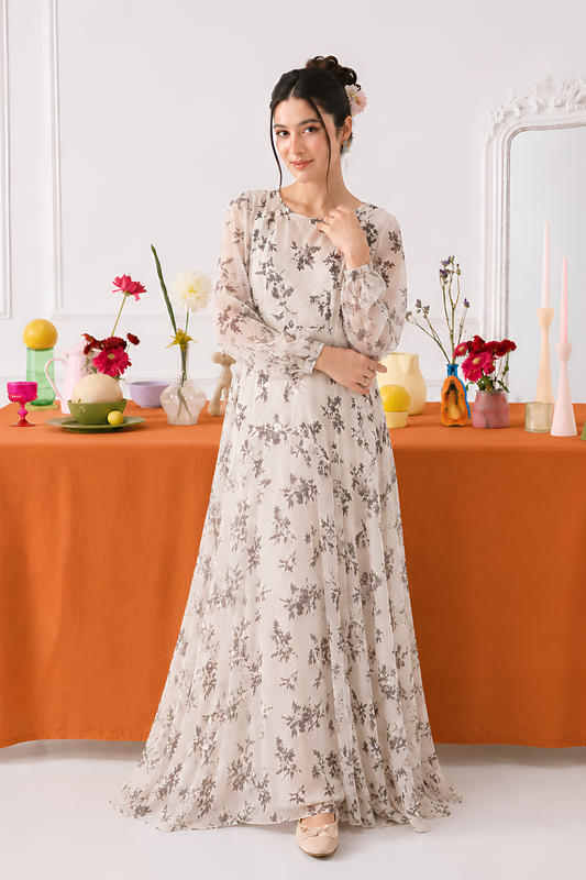 Calla Floral Long Dress by Silk and Saffron