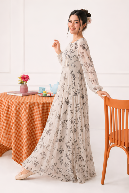 Calla Floral Long Dress by Silk and Saffron