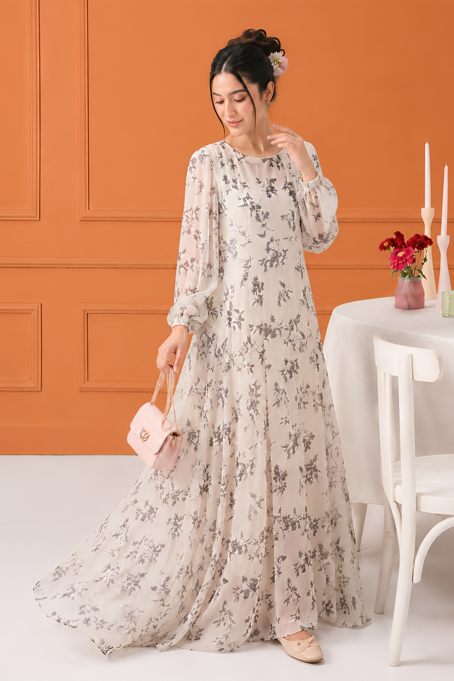 Calla Floral Long Dress by Silk and Saffron